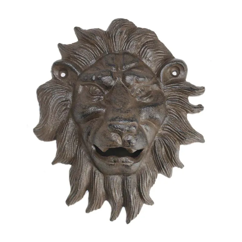 Antique cast iron lion head shape coke bottle opener
