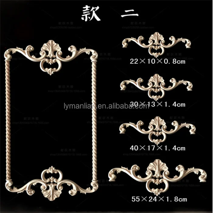 Неокрашенная мебель дверь стена домашний декор ремесло дерево резной аппликация рамка Onlay