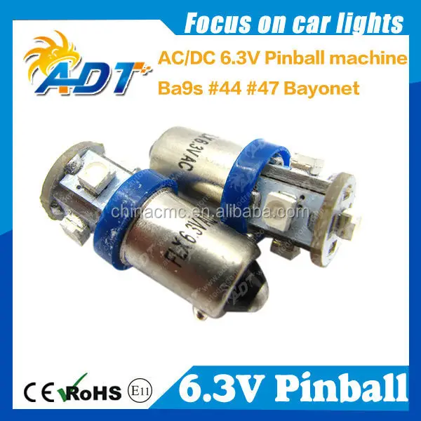 2016 горячие продажа #44 #47 штык ba9s 6.3 В dc/ac 3528 smd 5 LED не ореолов Pinball