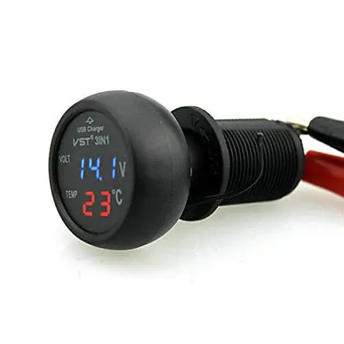Three in One Multifunction LED Dual Digital Voltmeter Tester, Car Voltmeter thermometer car temperature gauge universal