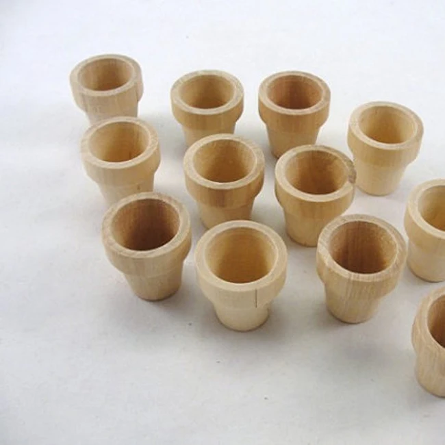 Custom natural Wooden Flower Glass Vase Base For Decoration