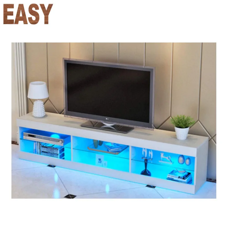 Simple High Glossy RGB LED TV Stand Unit For Living Room Design