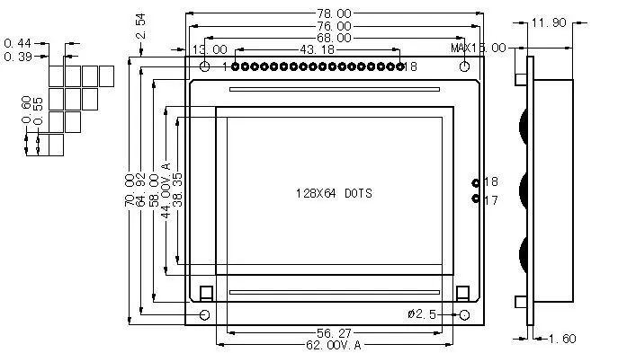 Graphic lcd screen SMG 12864D