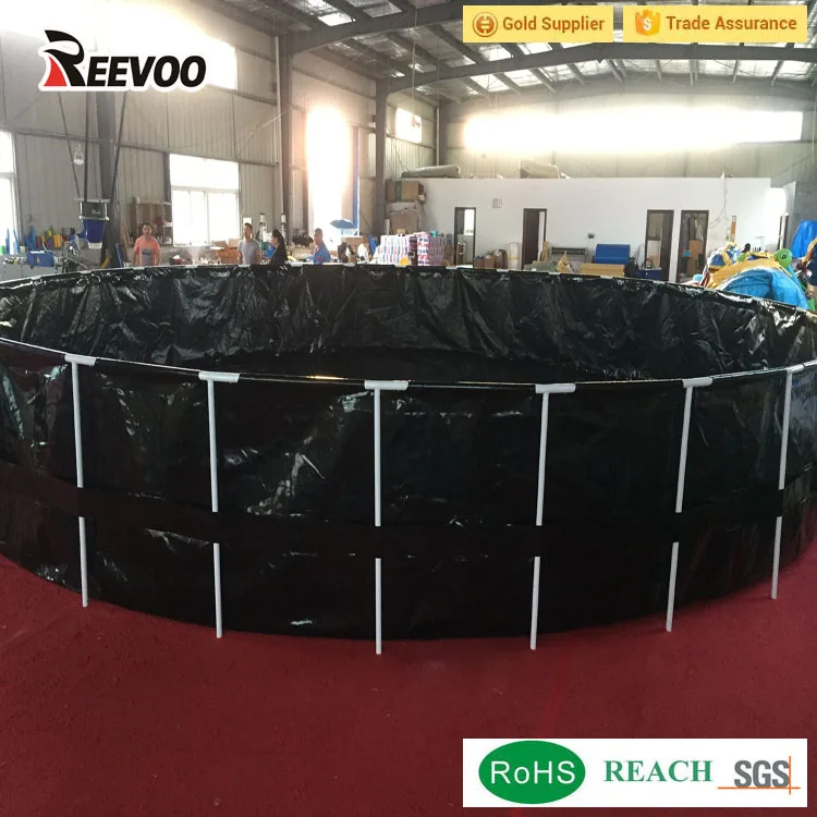 Reevoo collapsible tarpaulin fish pond round pvc fish tank black