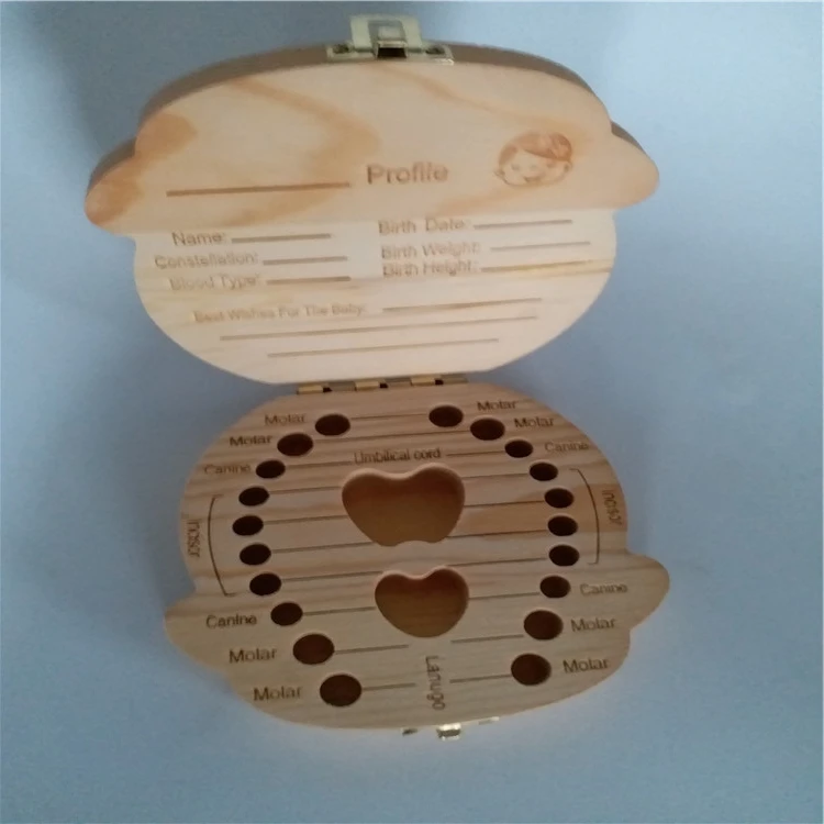 Baby tooth keepsake wooden box