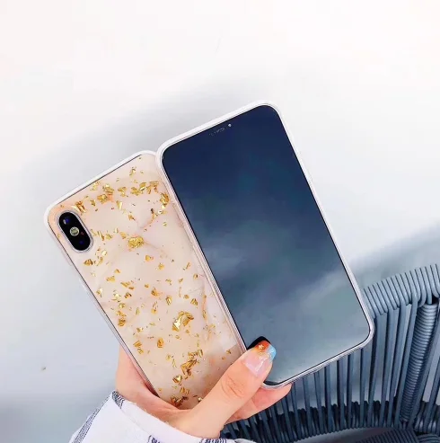 Simple Gold Foil Bling Marble Case For iPhone X XS Max XR Phone Case Soft TPU Cover For iPhone 7 8 6 6s Plus Glitter Case