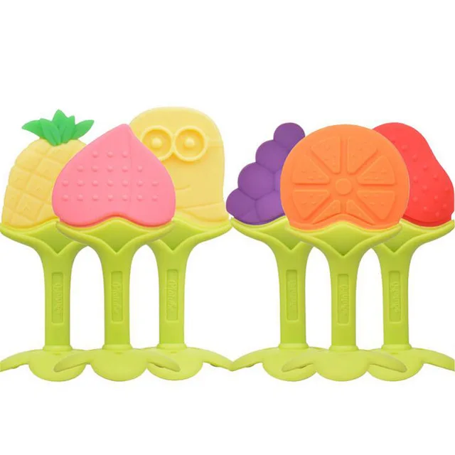 Silicone Teethers Fruit Grape Banana Watermelon Baby Teether Rubber Chew Charms Baby Teething Gift Toddler Toys