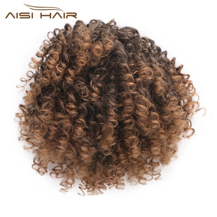 Aisi Hair Heat Resistant Synthetic Fiber Drawstring Puff Ponytails Afro Curly Clip In Hairpieces for Black Women