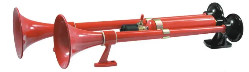 The red finely processed truck air horn