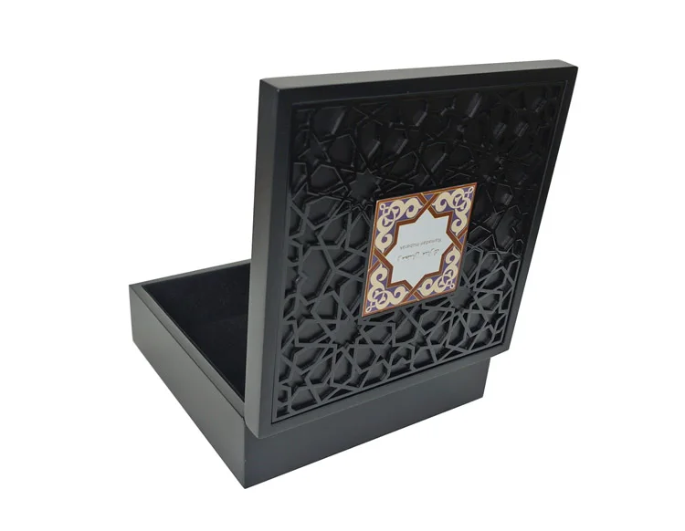 Custom new design laser cut wooden gift boxes for ramadan festival, engraved wooden dates box