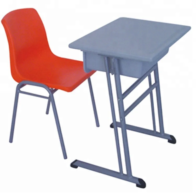 Single Seater Elementary School Desk with Chairs Stable School Furniture Classroom Student 2-Piece Set Writing Desk