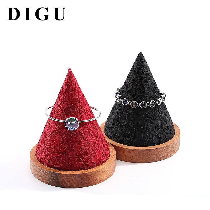 New bamboo wood cone bracelet bracket creative jewelry display props hand chain display stand
