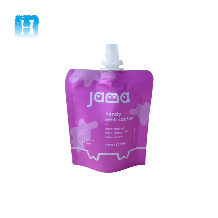 Brown Corner Spout Bag / White Matte Stand Up Liquid Soap Packaging Pouch With Spout