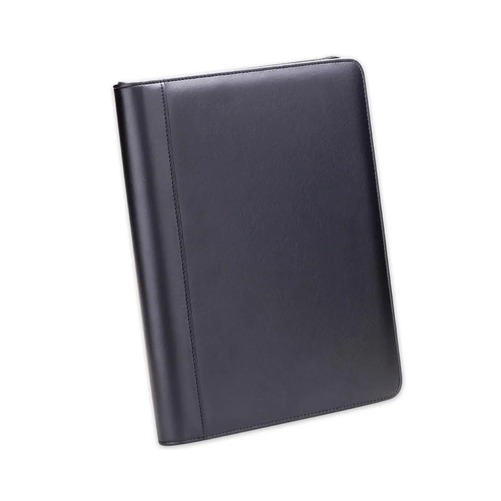 Multifunction Folder For Business Men and Women Zippered PU Leather Portfolio With 3 Rings Loose-leaf Folder Binder Padfolio