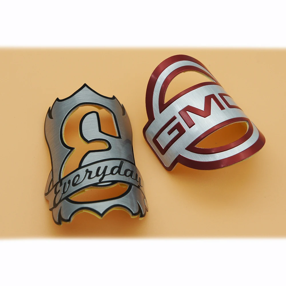 custom metal bicycle emblem manufacturer aluminium nameplate hollow out sticker make your private label
