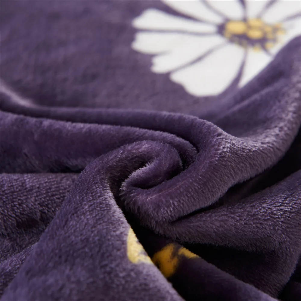 
Factory stock New design wholesale high quality purple printed blanket double 