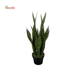 Faux plant Faux Snake Artificial Sansevieria Trifasciata Prain Yellow Green Decorative Plastic Plant