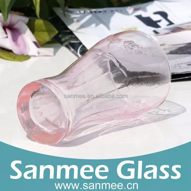 
14oz Pink Color Gift Drinking Glassware with Customer logo embossed 