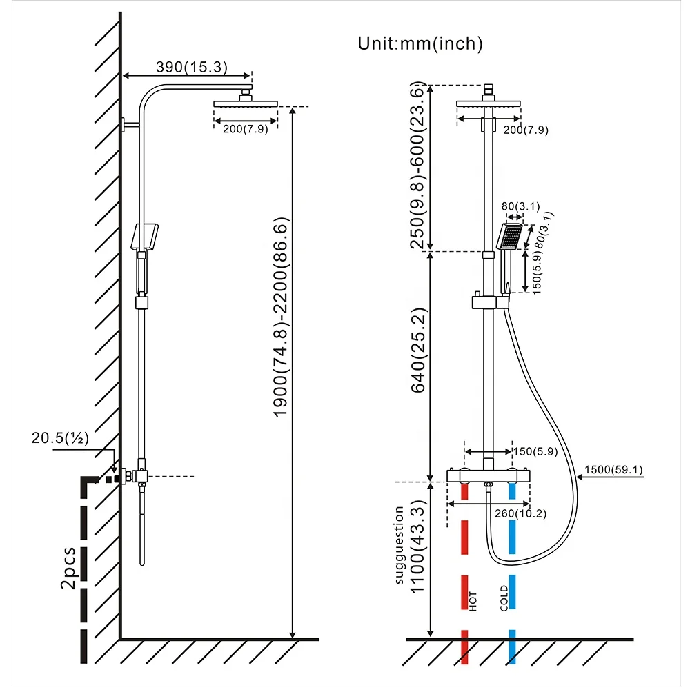 Набор для душа ROVATE, квадратная Душевая система с термостатом для ванной комнаты, многофункциональный настенный кран из латуни