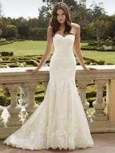 2016 New Arrival Sexy Sweetheart Mermaid Wedding Dress Backless Court Train Applique Lace Vestido de novia Bridal Gown YX146