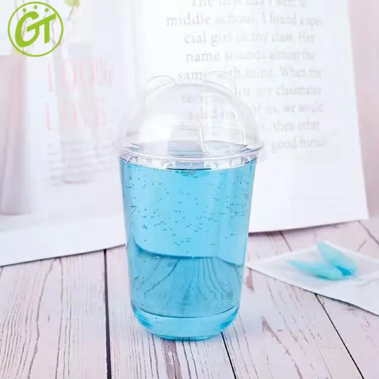 High quality 500 ml 16oz plastic U shape PP  bubble tea cup with lids and straws