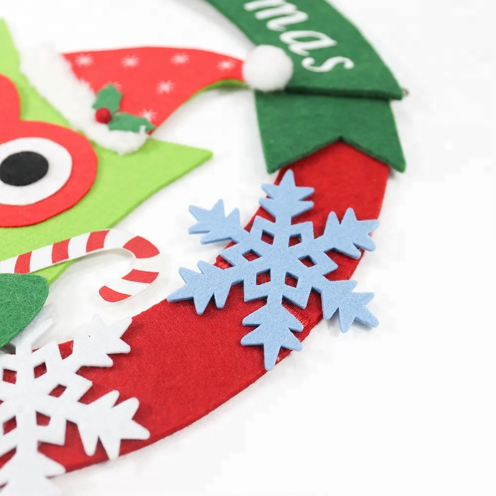 
Christmas felt santa claus owl wreath door decoration 