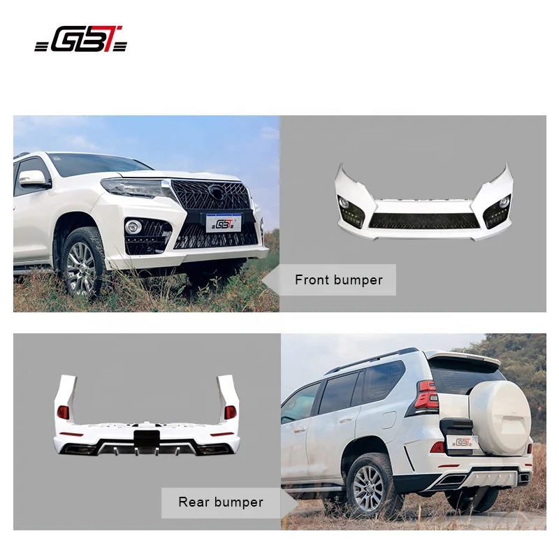  GBT body kits include front rear bumper grille with headlight light 2010-2017 UPGRADE TO 2018 For Toyota Prado