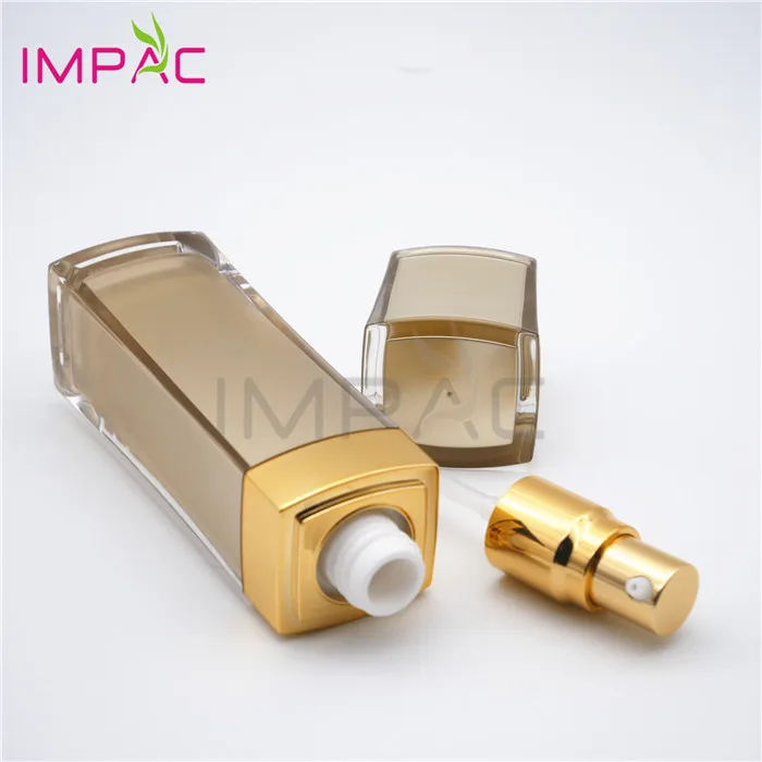 golden square skin lotion plastic fancy double wall plastic bottle 60ml