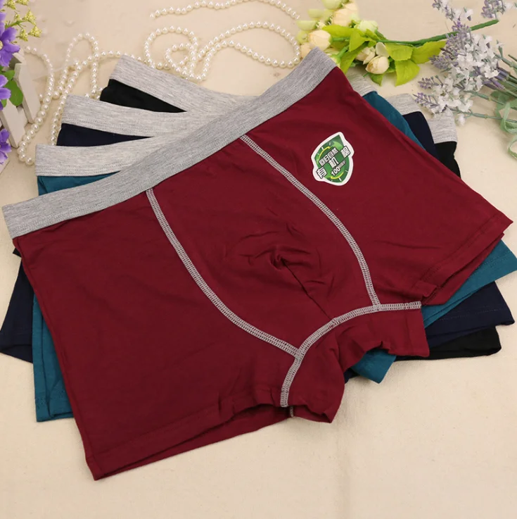 
Wholesale sexy men brief organic cotton middle waist pure color big size young mens underwear boxer 