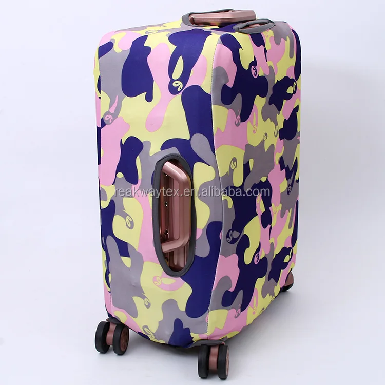 RW-LC-005 Fashion Custom Camouflage Pattern Waterproof Durable Spandex Suitcase Luggage Protector Dust