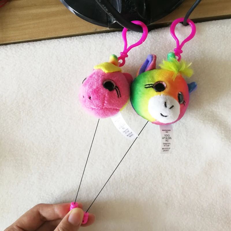 custom cute 8cm mini rainbow unicorn stuffed animal toy Telescopic Keychain plush Retractable Keychain
