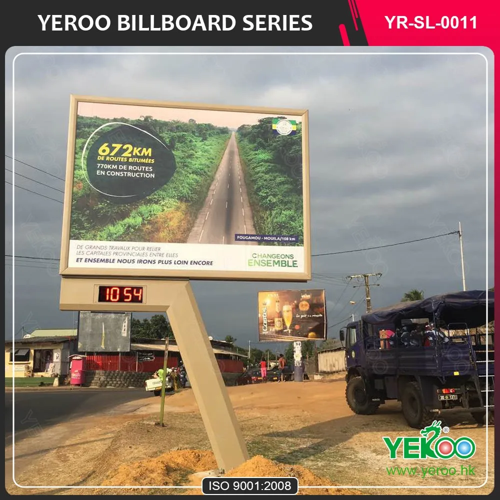 Yeroo Outdoor Advertising Aluminum Frame Steel Pole Lighting Hoarding Billboard