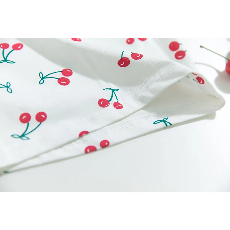 Summer girls clothing set cherry printed cotton baby suit