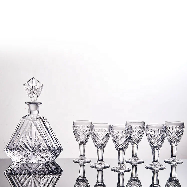 Wholesale Triangle  Whiskey / Bourbon / Vodka / XO Decanter  Set, Crystal Lead Free Whiskey Luxury Bottle and Whiskey Glasses