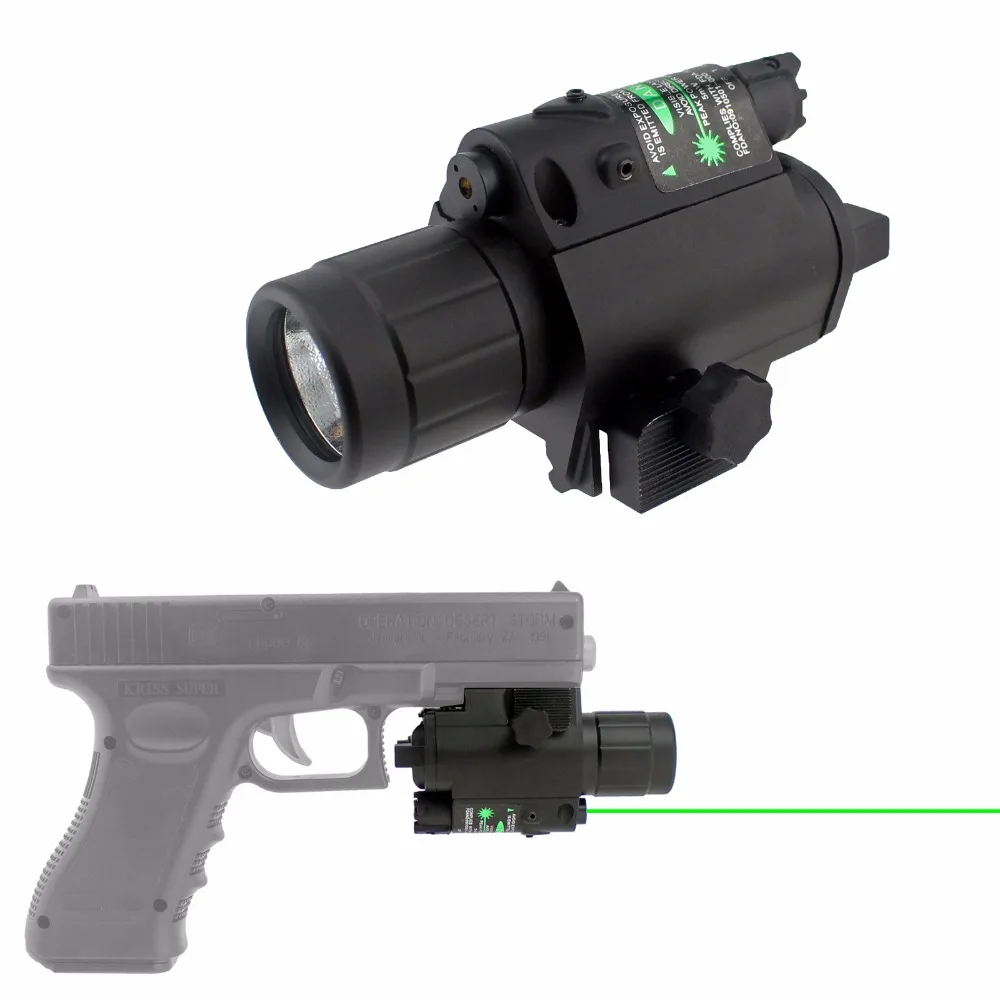 2 in 1Tactical  Green Laser Sight With 20mm Rail ar15 laser flashlight combo for Pistol