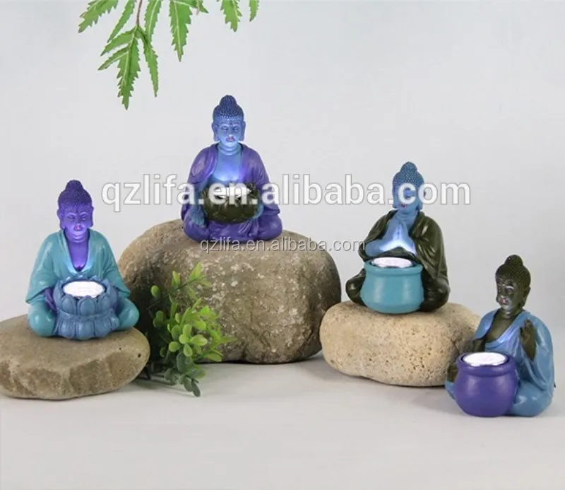 Solar resin led buddha statue lights for wholesale