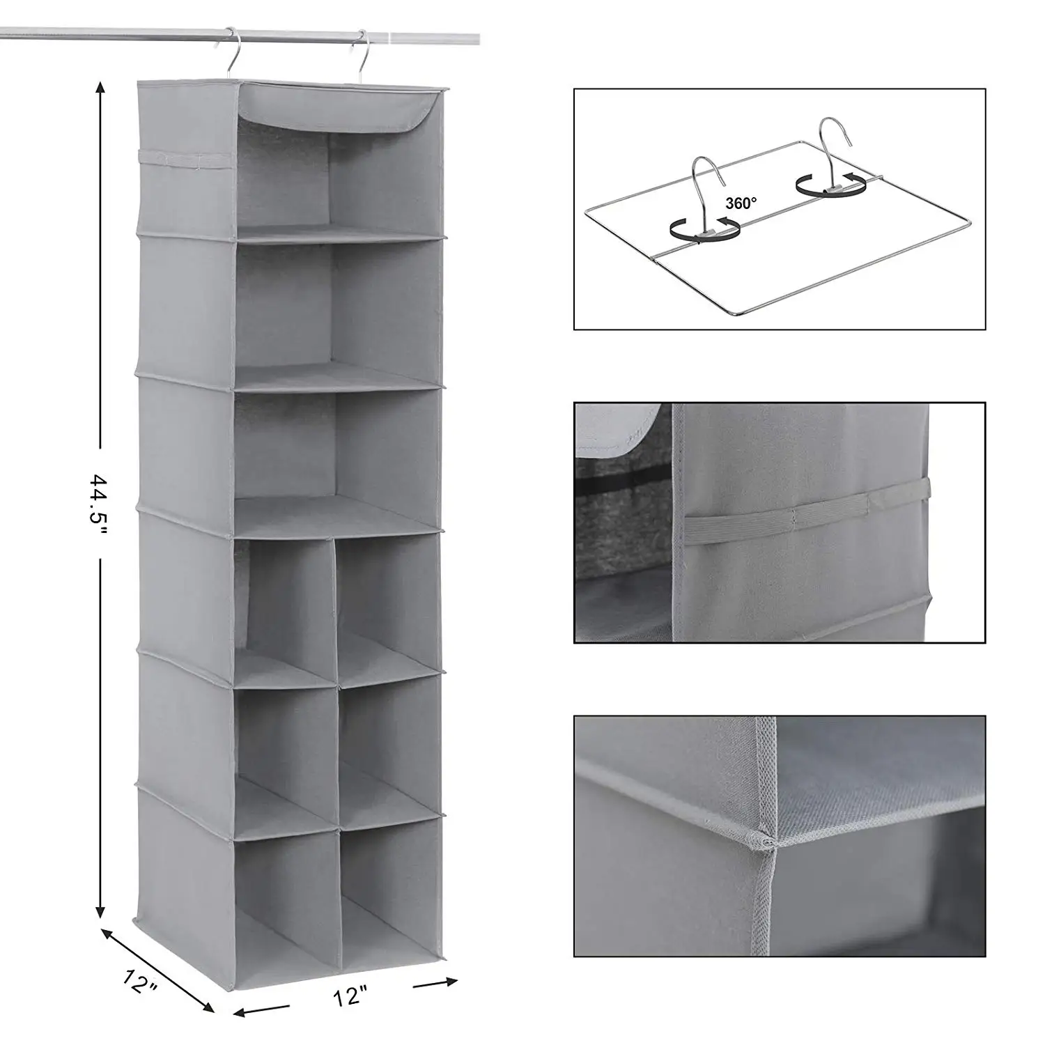 Home Organizer Fabric Material Polyester 6 shelf hanging cloest organizer with 9 compartments