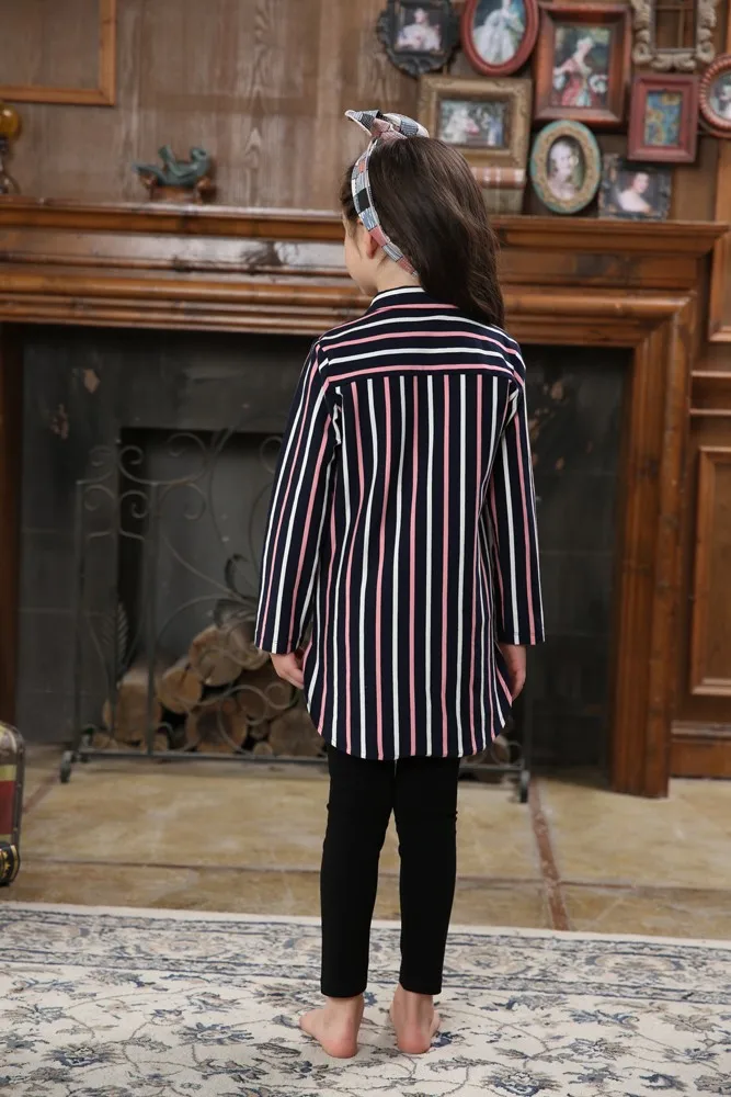 
Customized brand fashion baby girl cotton stripes shirt kids tops 