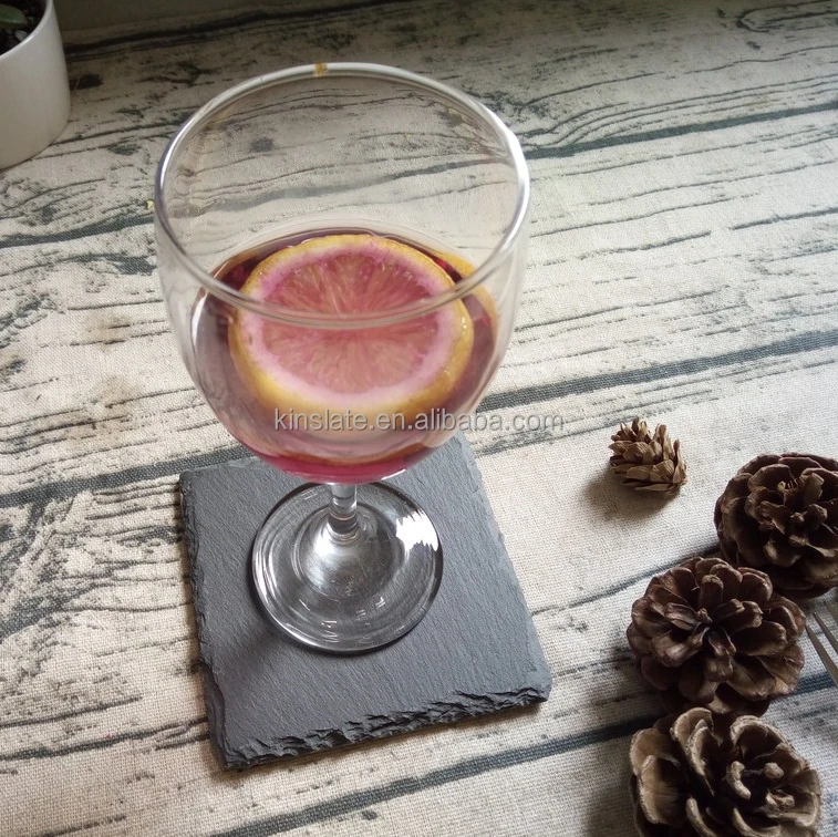 2024 Factory Direct Sales  10 x 10 cm set of 4 pieces Square Black Slate Coaster Stone Coaster