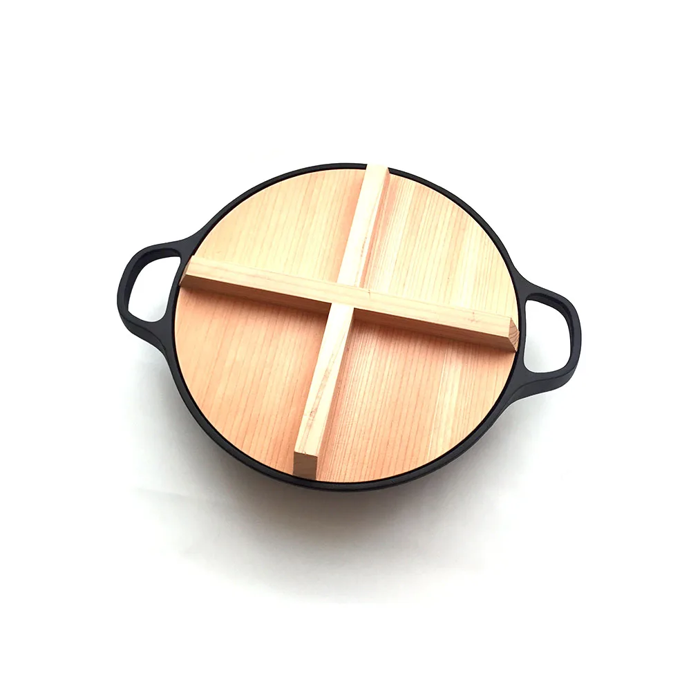 Japanese Cypress Lid Skiyaki Hot Pot Cast Iron Cooking Pot For Sukiyaki And Nabe Cooking