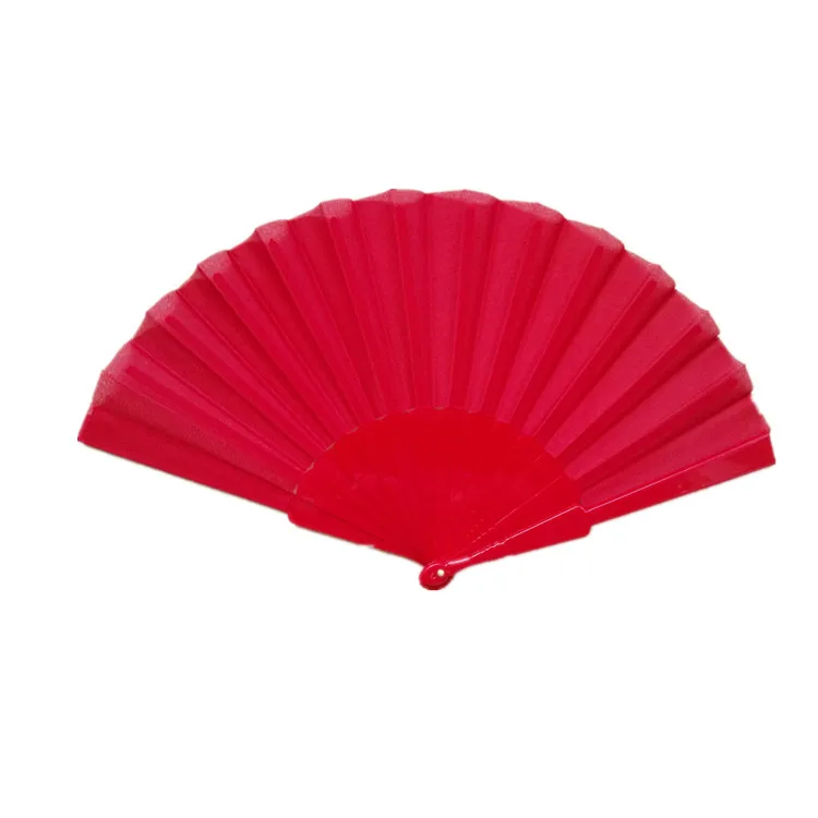 Сделанный на заказ красный пластиковый ручной хлопковый Складной вентилятор в качестве подарка на торжество