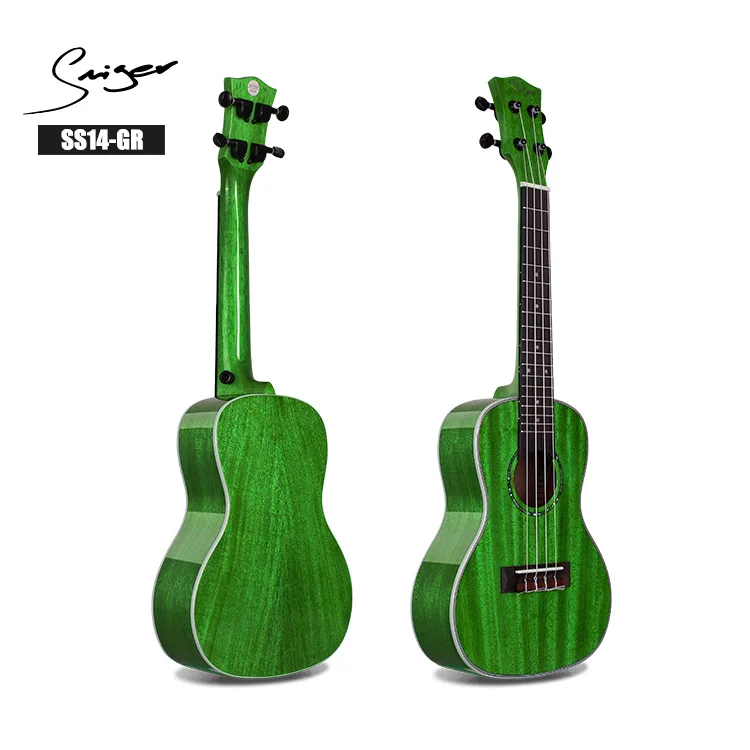 China grape brand SS14 green hight gloss solid mahogany 24 inch soprano ukulele
