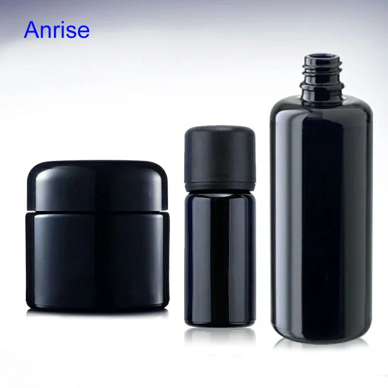 Luxury Optical Dark Violet Glass Cosmetic Lotion Bottle Jar with Black Pump Cap