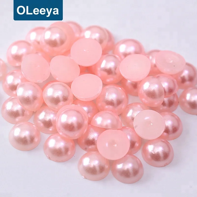 Wholesale free sample loose plastic abs siam half cut pearls half round flatback pearls beads for jewelry making