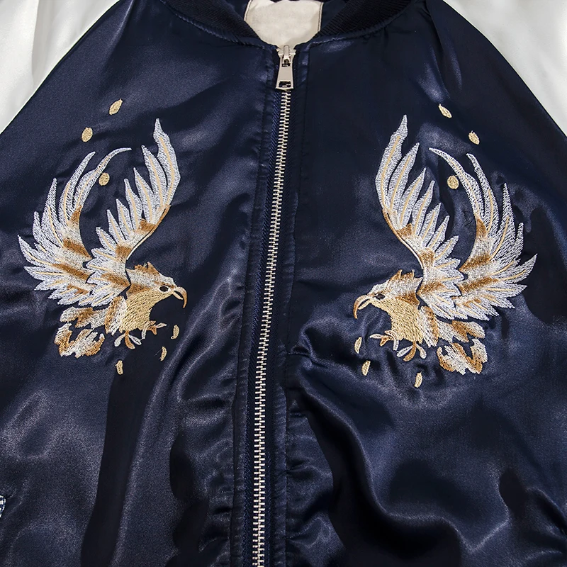 High End Customization Satin Baseball jacket xxxxl oversized sukajan japan Jacket with Embroidery varsity jackets