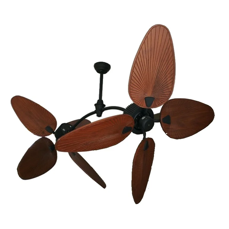 Высококачественный потолочный вентилятор ручной работы из натуральной древесины с двойными лопастями без света