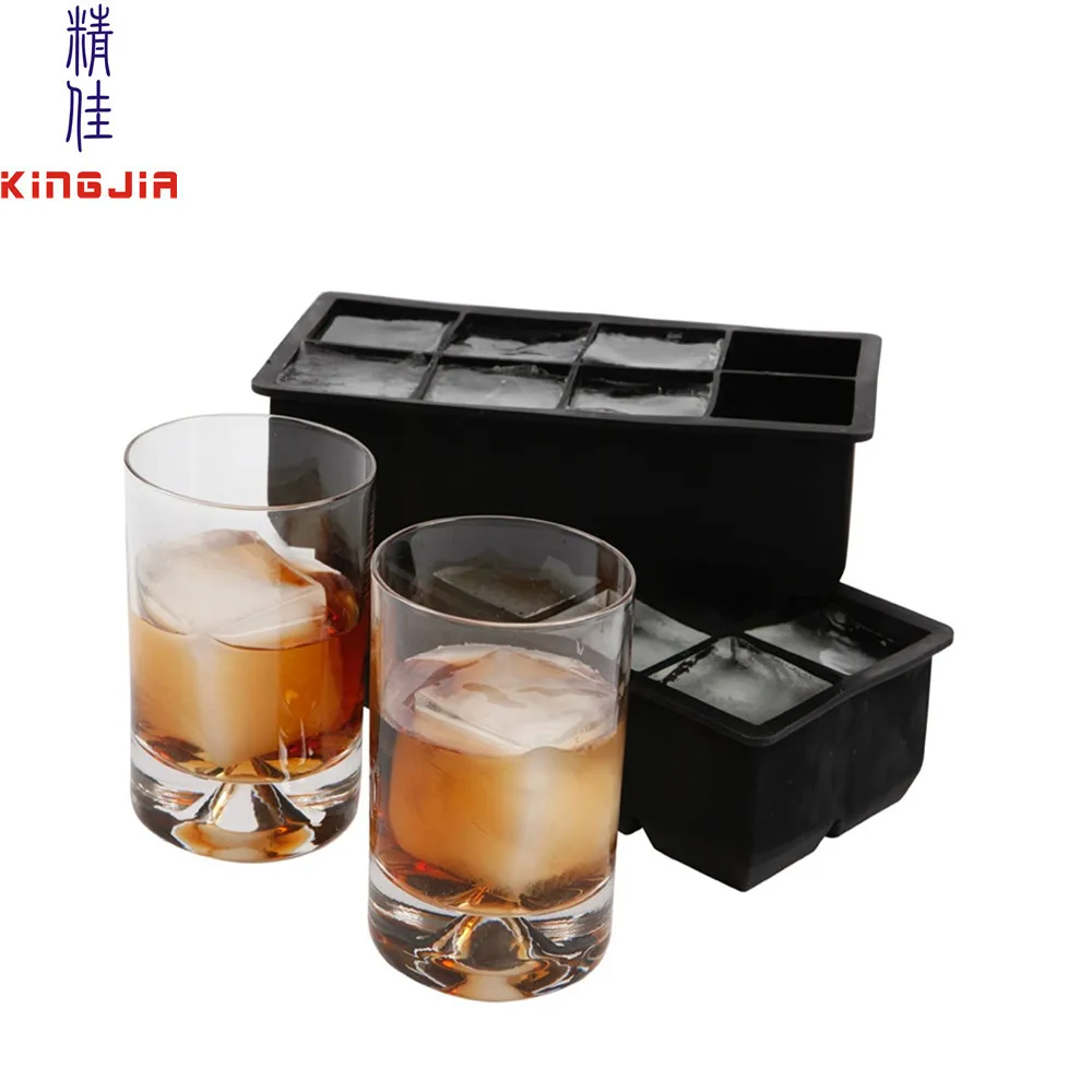 Set of 2 Black Large Ice Cube Mold - Whiskey Ice Cubes Frozen Rocks Silicone Big Ice Cube Tray