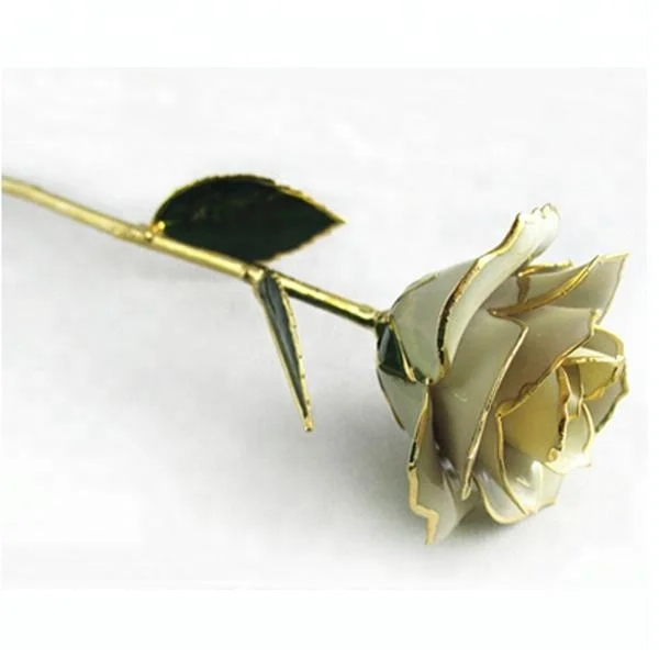 Wholesale Real Natural Preserved Rose Gold Flower Dipped in Real 24k Gold Rose Gifts Preserved rose with stem