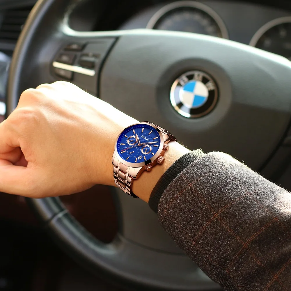 wholesale NIBOSI 2313 Cheap Price China Wholesale Chronograph Luminous Hands Men Quartz Watch Stainless Steel Watchband