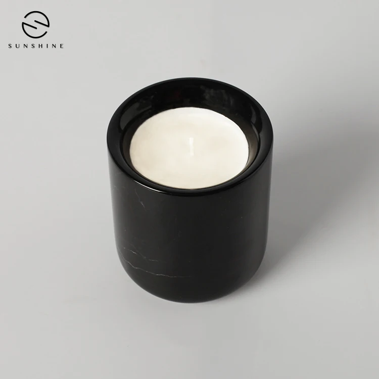 Роскошные банки для свечей из черного мрамора для свадебного декора